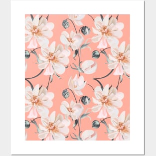 Peony 3d pattern peach Posters and Art